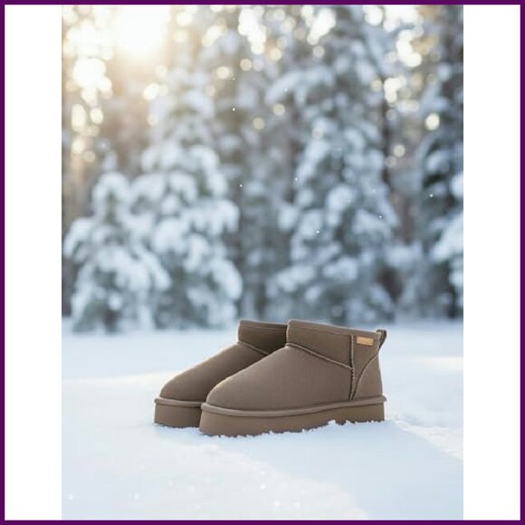 Platform Suede Ankle Boots with Memory Foam, Winter Snow Boots for Women - Picture 5 of 8